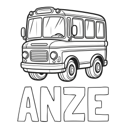 Online izdelana pobarvanka - Pobarvanka imena ANŽE in pobarvanka majhnega avtobusa