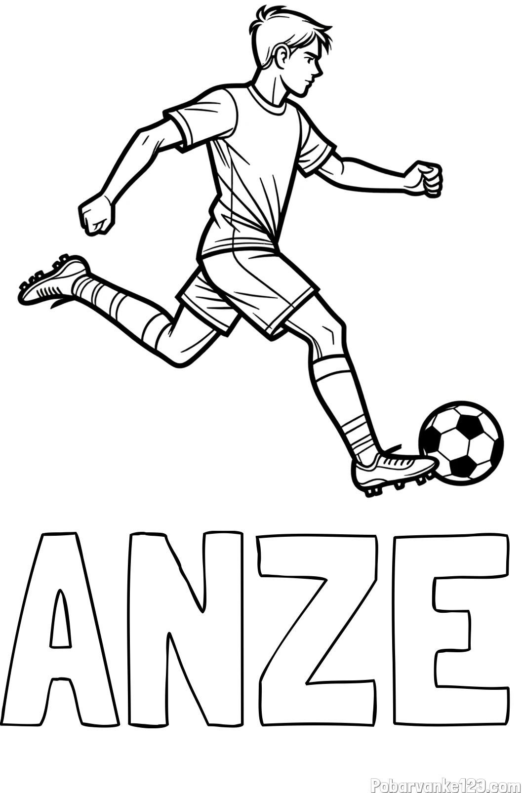 Pobarvanka imena ANŽE in pobarvanka nogometaša v napadu