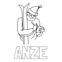 Online izdelana pobarvanka - Pobarvanka imena ANŽE in pobarvanka smučarja