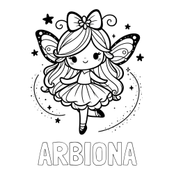 Online izdelana pobarvanka - Pobarvanka imena ARBIONA in ljubka čarobna vila