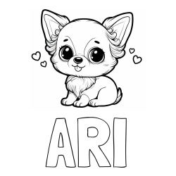 Online izdelana pobarvanka - Pobarvanka imena ARI in pobarvanka čivave