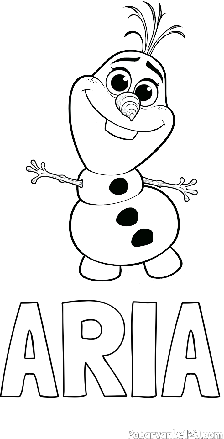 Pobarvanka imena ARIA in pobarvanka prisrčnega snežaka Olaf