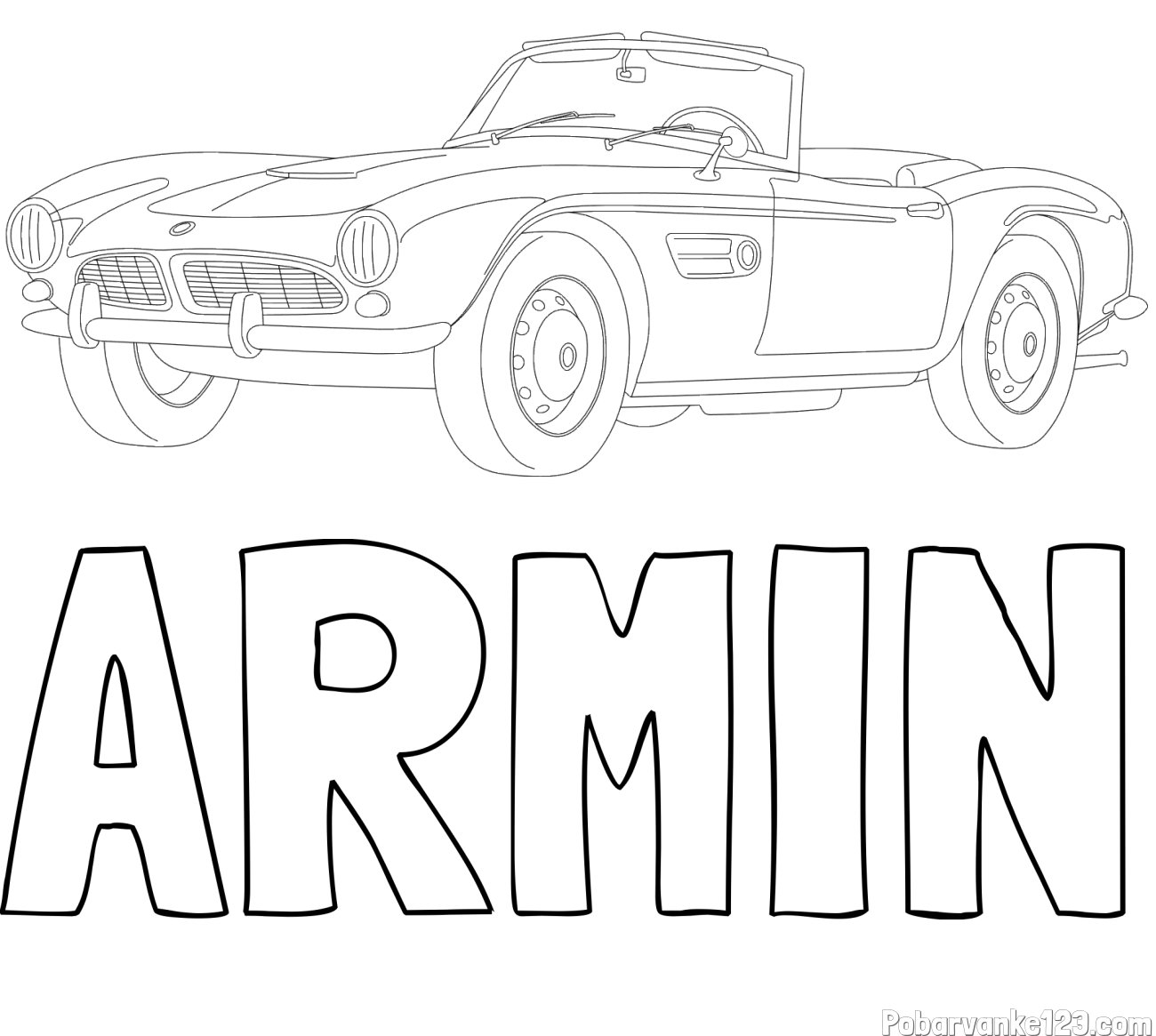 Pobarvanka imena ARMIN in pobarvnaka starega BMW