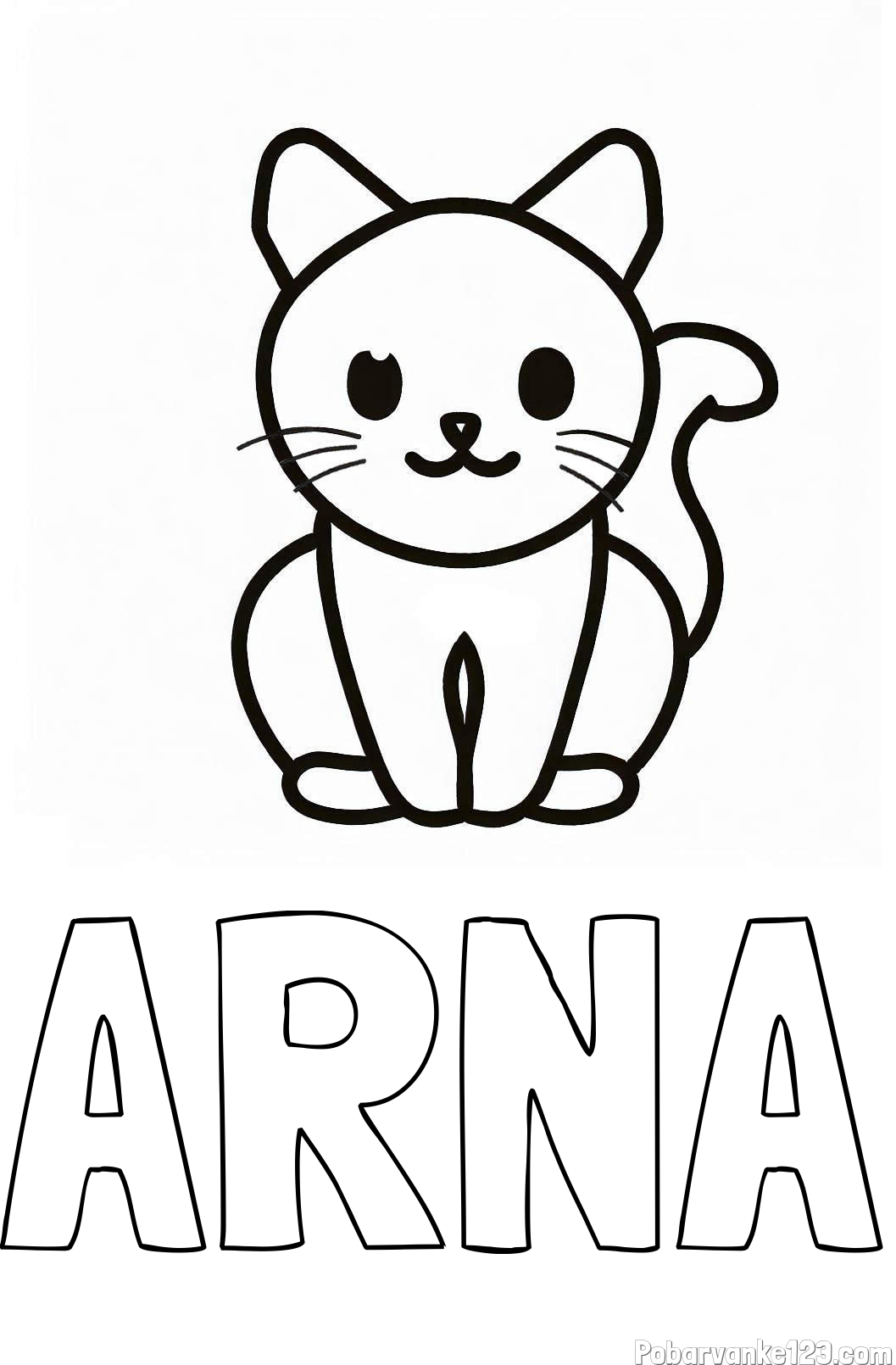 Pobarvanka imena ARNA in pobarvanka prikupne mucke