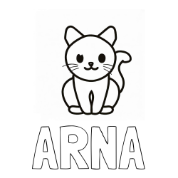 Online izdelana pobarvanka - Pobarvanka imena ARNA in pobarvanka prikupne mucke