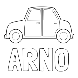 Online izdelana pobarvanka - Pobarvanka imena ARNO in pobarvanka avta