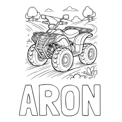 Online izdelana pobarvanka - Pobarvanka imena ARON in pobarvanka štirikolesnika na cesti
