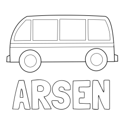 Online izdelana pobarvanka - Pobarvanka imena ARSEN in avtobus