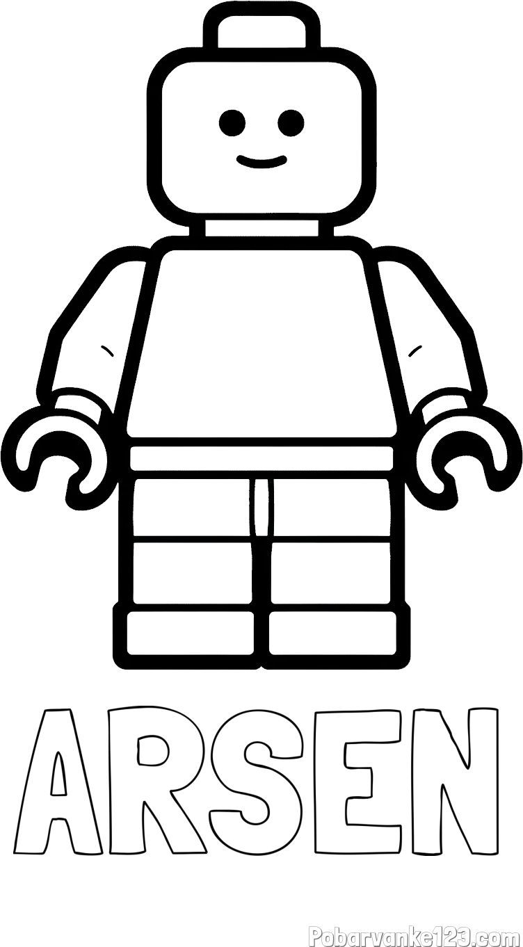 Pobarvanka imena ARSEN in pobarvanka LEGO figurice fanta