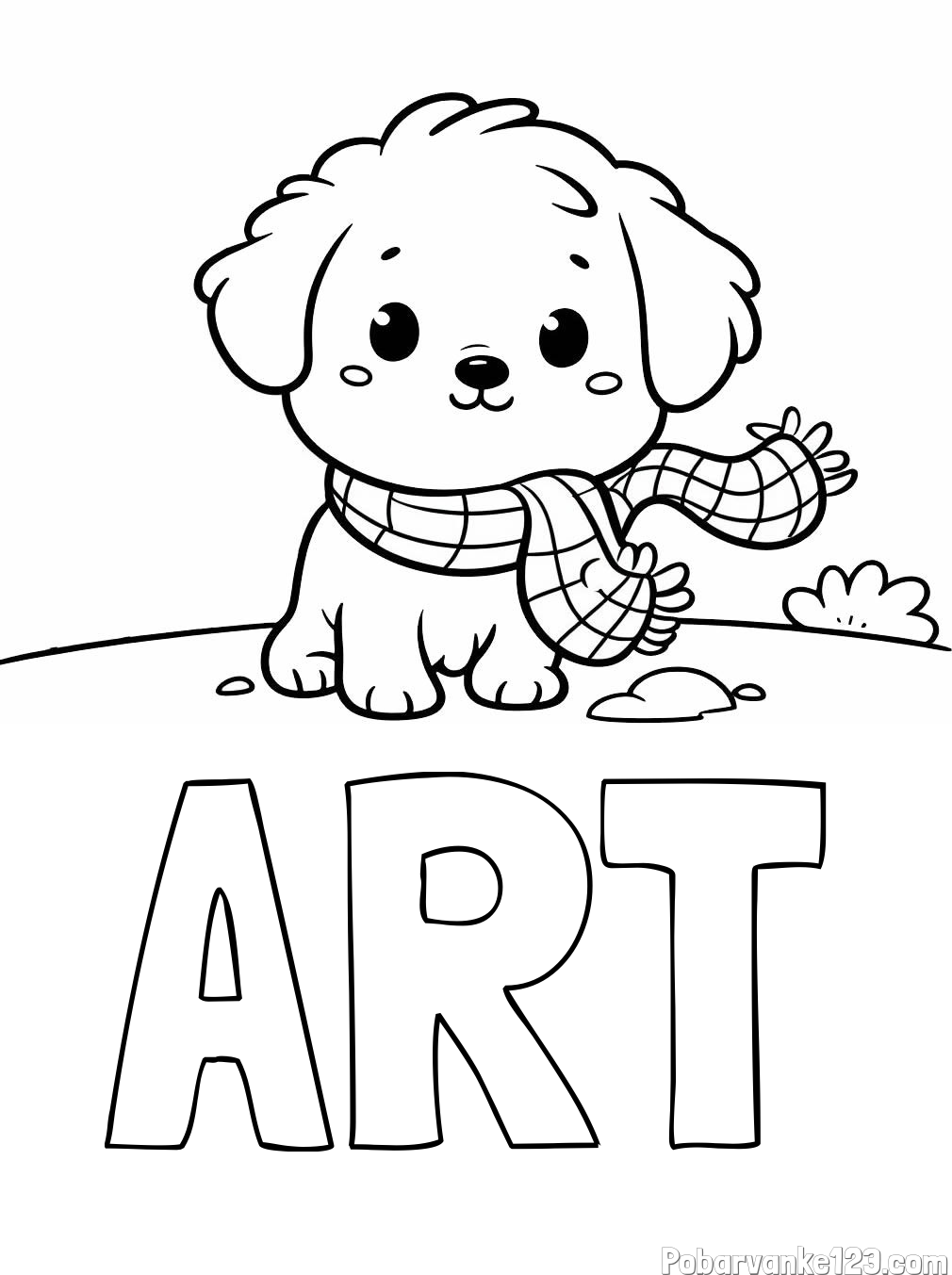 Pobarvanka imena ART in pobarvanka prikupnega psička