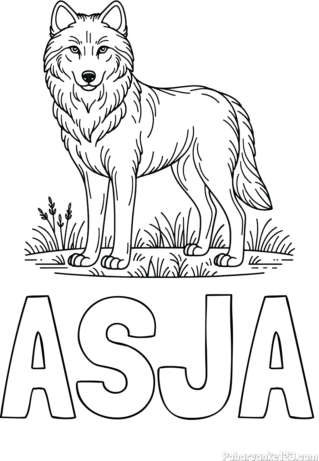 Pobarvanka imena ASJA in pobarvanka volka