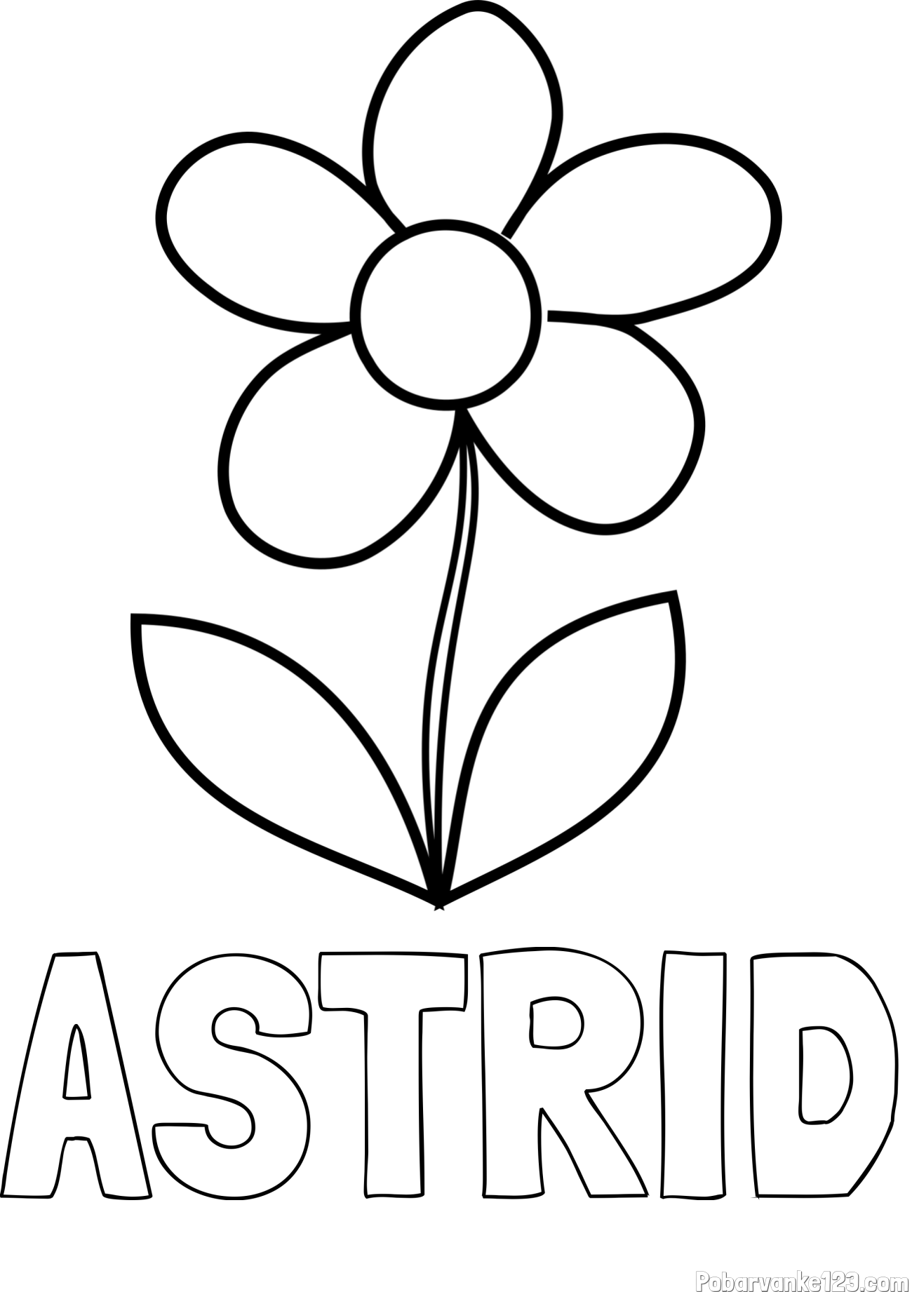 Pobarvanka imena ASTRID in otroška pobarvanka rože