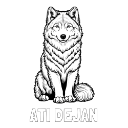 Online izdelana pobarvanka - Pobarvanka imena ATI DEJAN in pobarvanka prijaznega volka