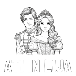 Online izdelana pobarvanka - Pobarvanka imena ATI IN LIJA in pobarvanka princa in princeske