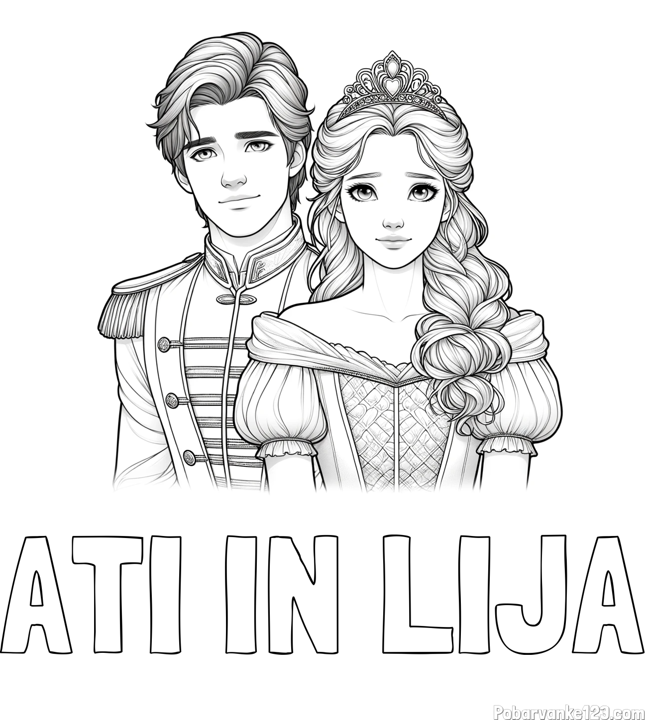 Pobarvanka imena ATI IN LIJA in pobarvanka princa in princeske