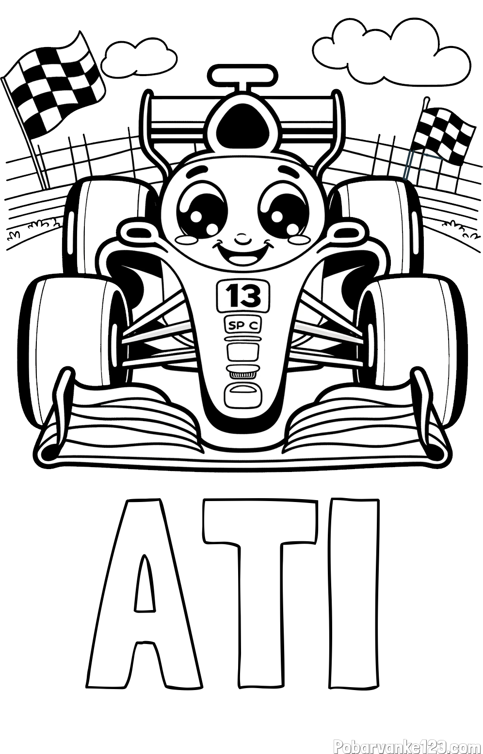 Pobarvanka imena ATI in otroška pobarvanka FORMULA 1