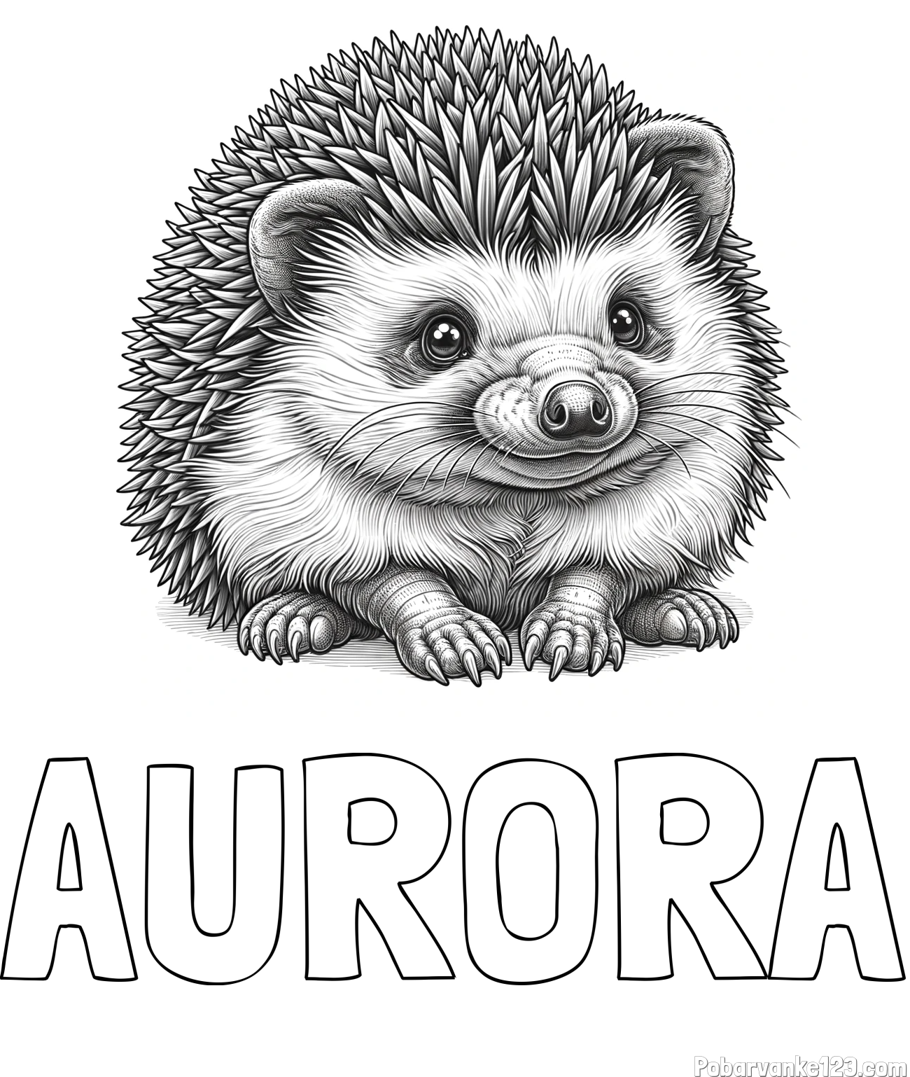 Pobarvanka imena AURORA in pobarvanka ježa