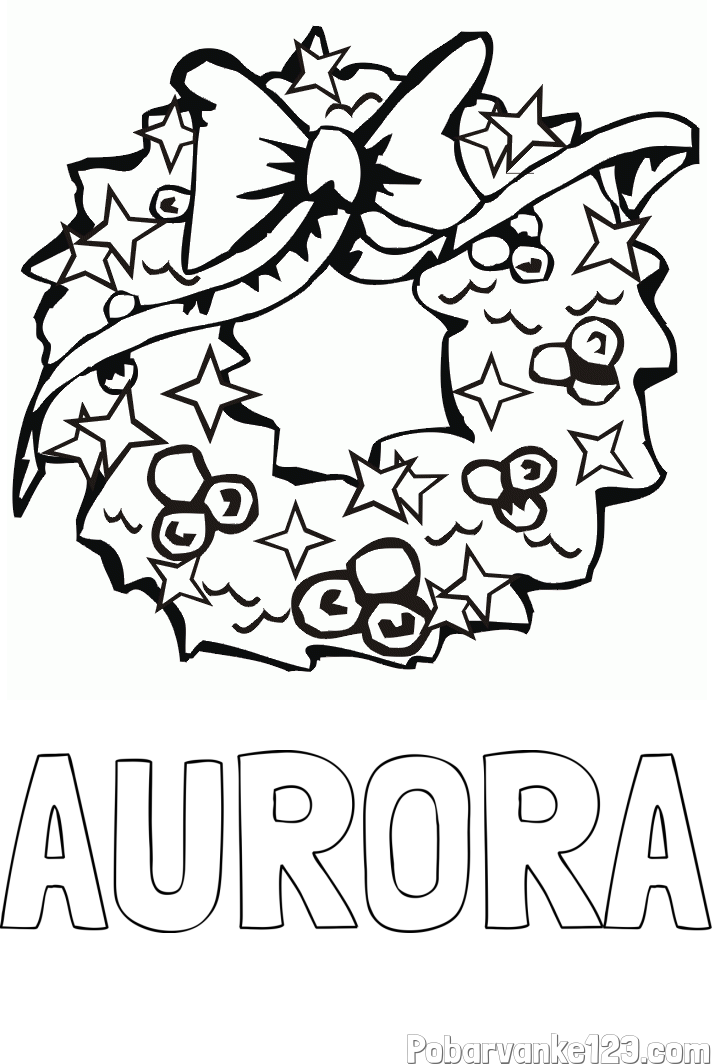 Pobarvanka imena AURORA in pobarvanka lepega adventnega venčka