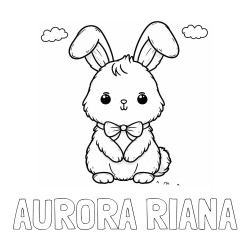 Online izdelana pobarvanka - Pobarvanka imena AURORA RIANA in pobarvanka prikupnega zajčka