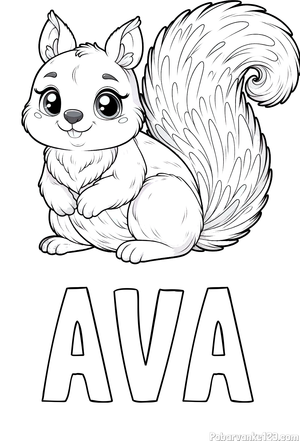 Pobarvanka imena AVA in pobarvanka prikupne veverice