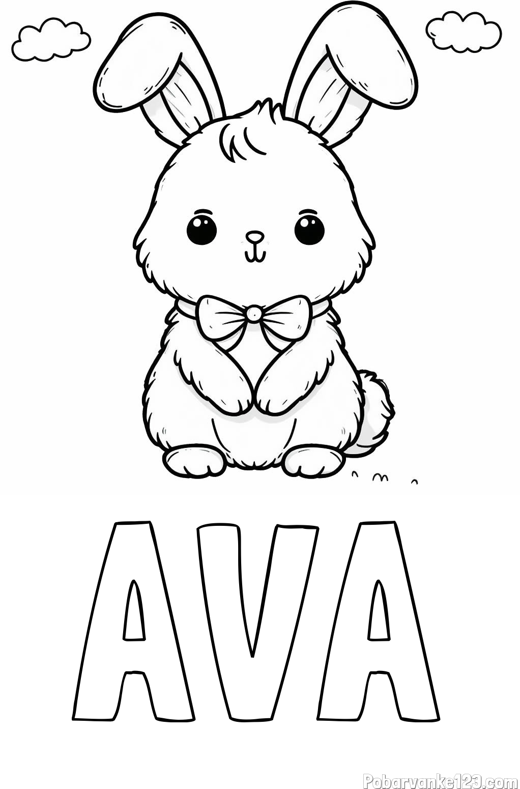Pobarvanka imena AVA in pobarvanka prikupnega zajčka