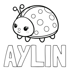 Online izdelana pobarvanka - Pobarvanka imena AYLIN in pobarvanka ljubke pikapolonice