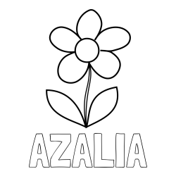 Online izdelana pobarvanka - Pobarvanka imena AZALIA in otroška pobarvanka rože