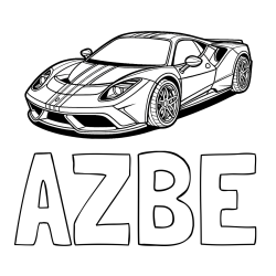 Online izdelana pobarvanka - Pobarvanka imena AŽƁE in pobarvanka čudovitega športnega avtomobila