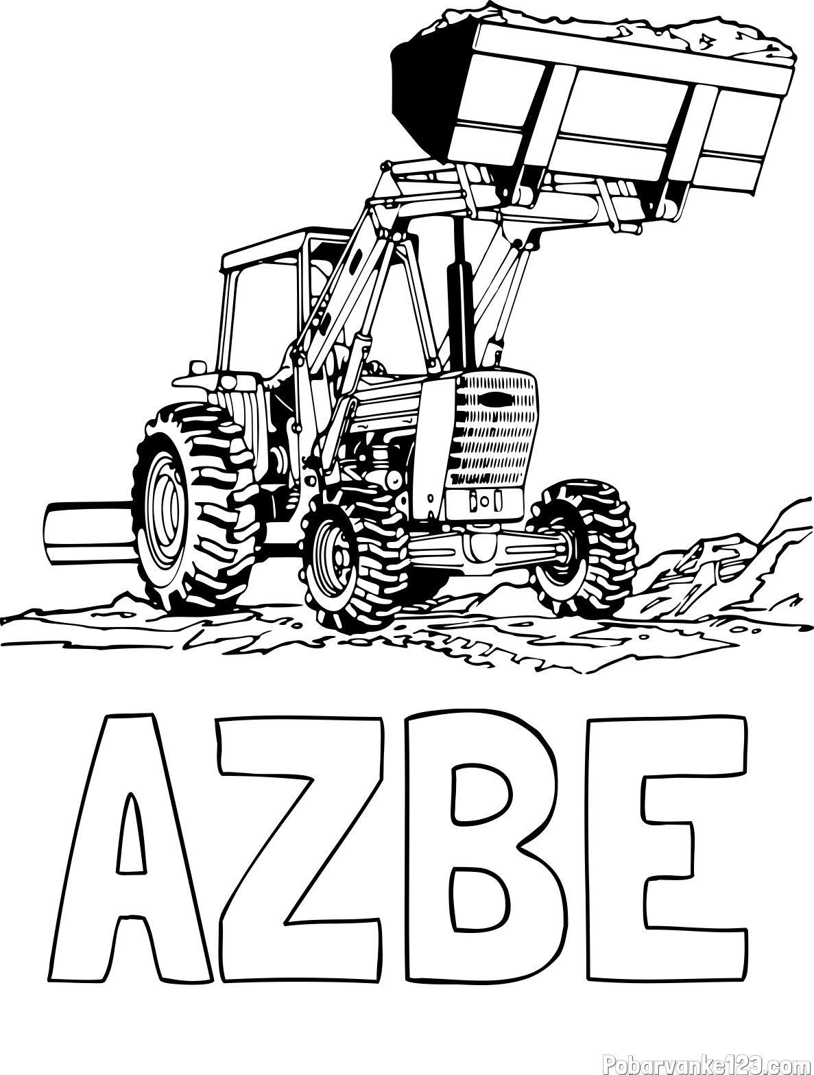 Pobarvanka imena AŽBE in pobarvanka traktorja