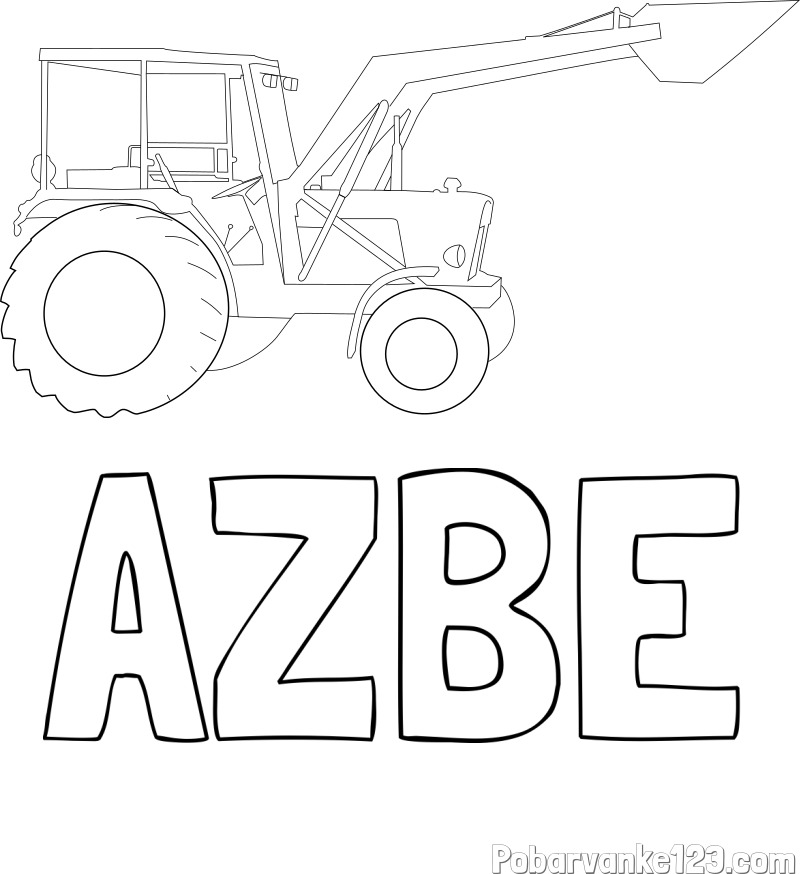 Pobarvanka imena AZBE in traktor 2