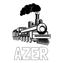 Online izdelana pobarvanka - Pobarvanka imena AZER in pobarvanka velike lokomotive