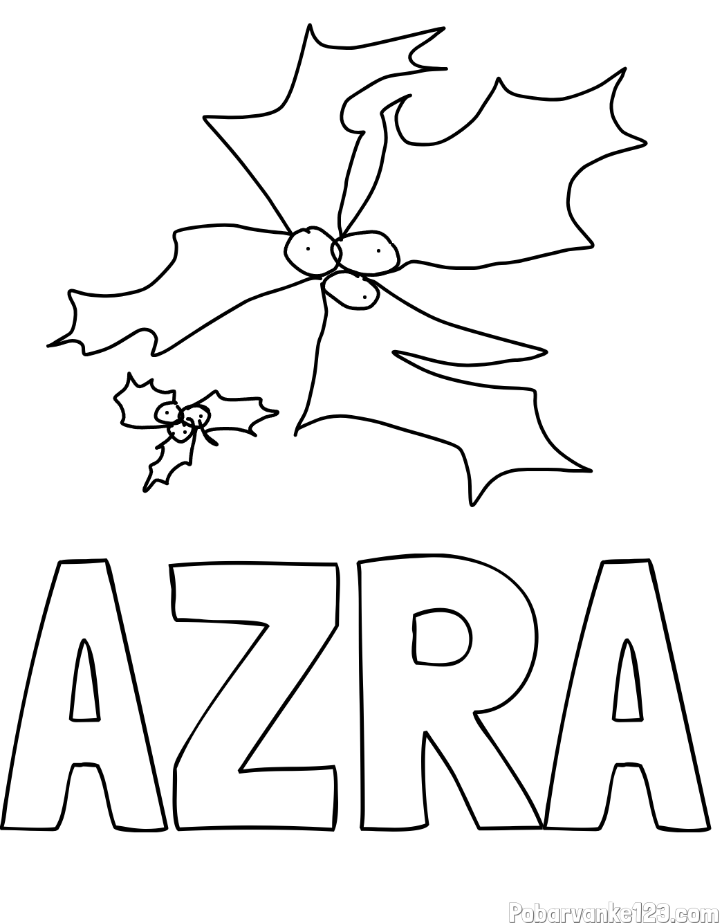 Pobarvanka imena AZRA in božični venec