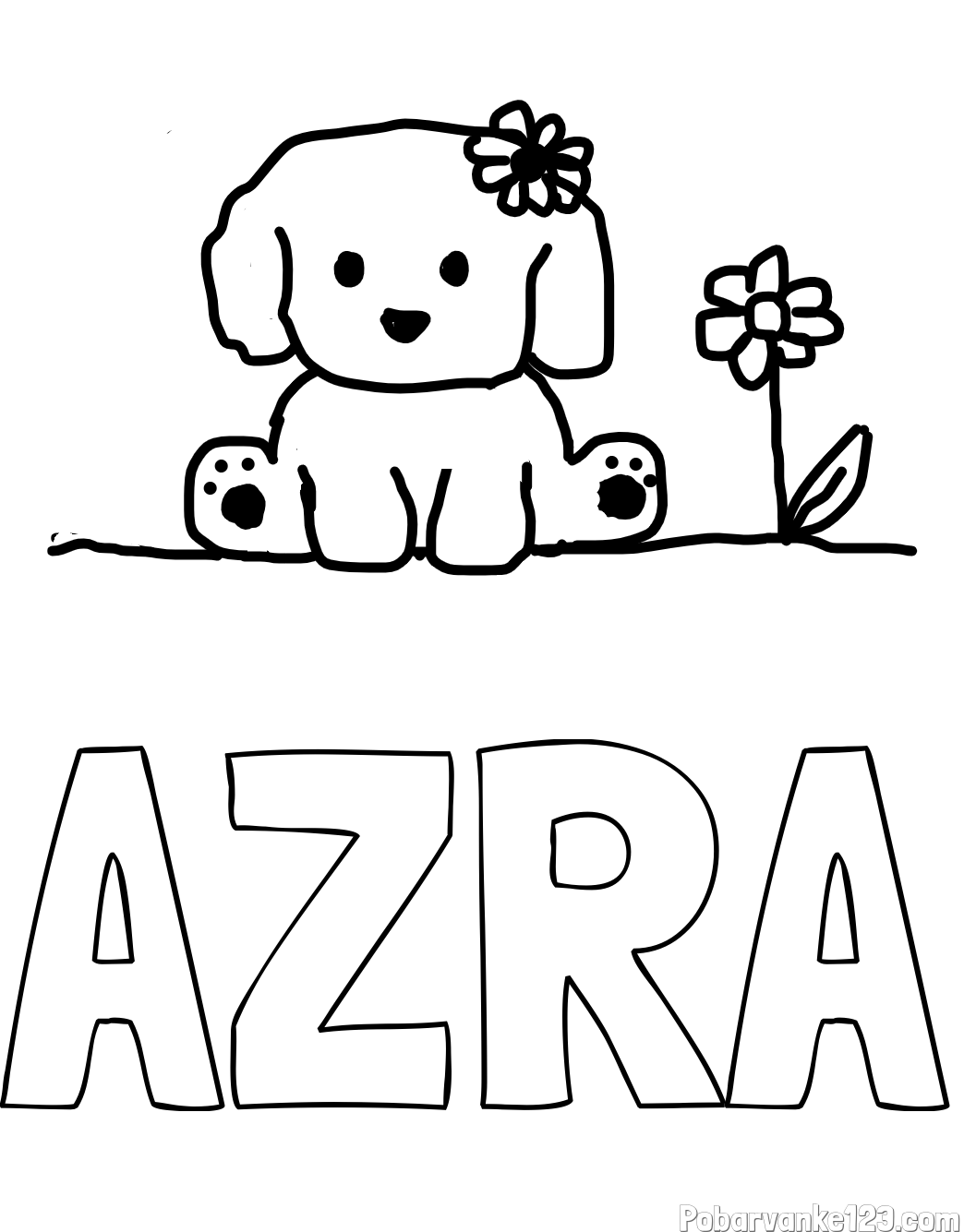 Pobarvanka imena AZRA in KUŽIKA