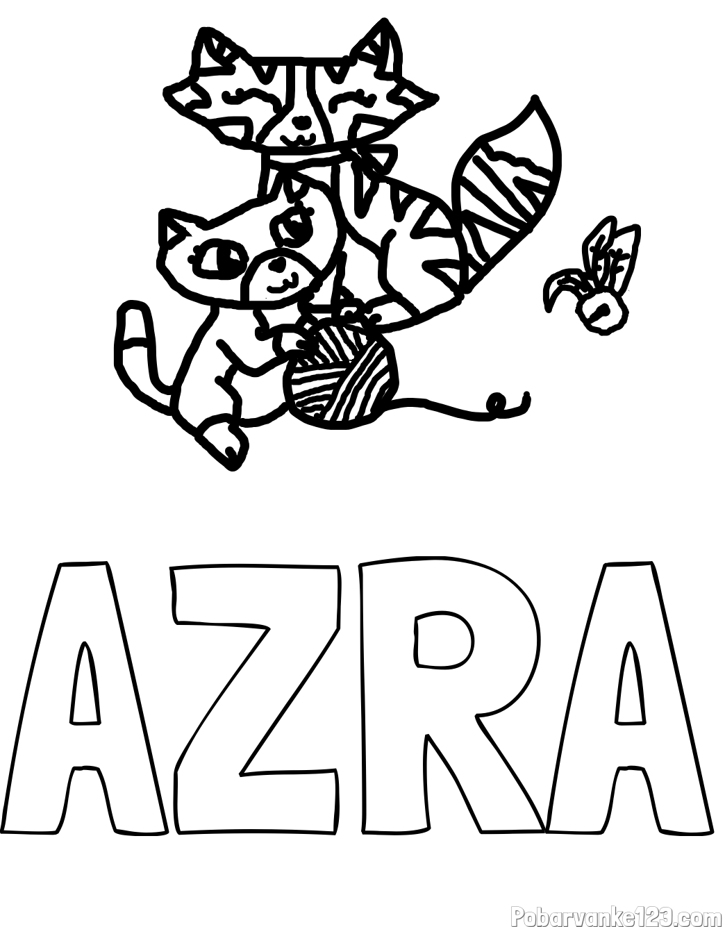 Pobarvanka imena AZRA in muce med igro