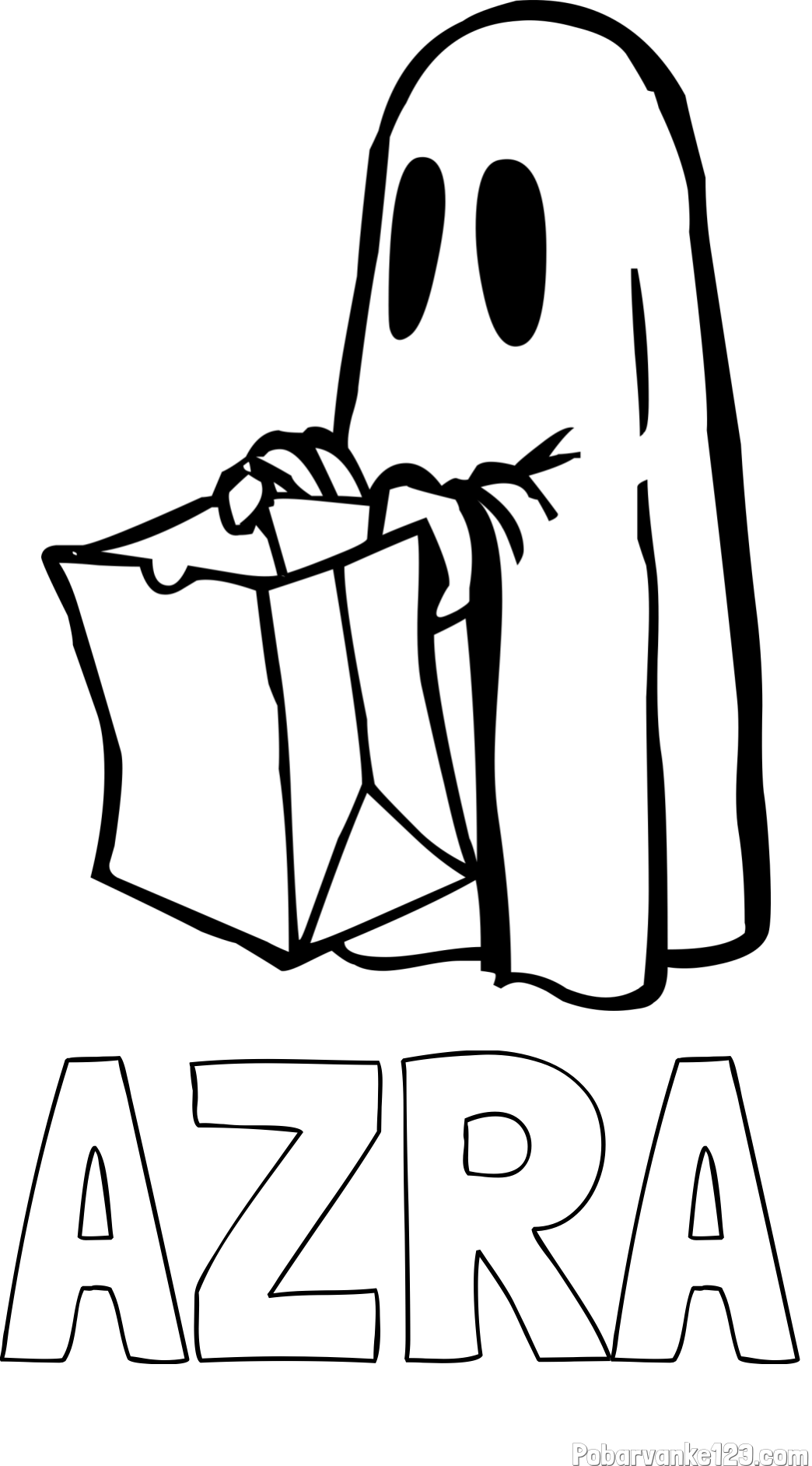 Pobarvanka imena AZRA in otroška pobarvanka duhca