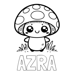 Pobarvanka imena AZRA in otroška pobarvanka gobe