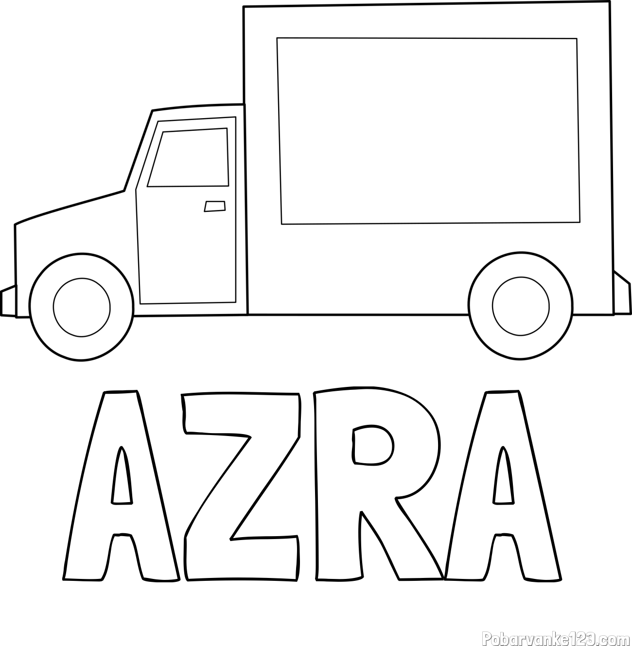 Pobarvanka imena AZRA in otroška pobarvanka kamiona