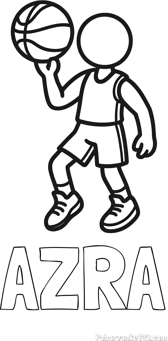 Pobarvanka imena AZRA in otroška pobarvanka košarkarja
