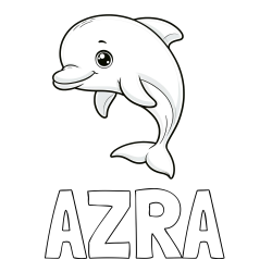 Pobarvanka imena AZRA in otroška pobarvanka ljubkega delfina