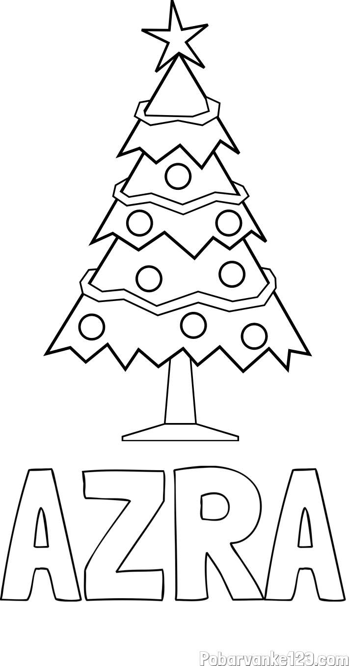 Pobarvanka imena AZRA in pobarvanka božične smrečice