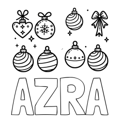 Pobarvanka imena AZRA in pobarvanka božičnih okraskov za na smrečico