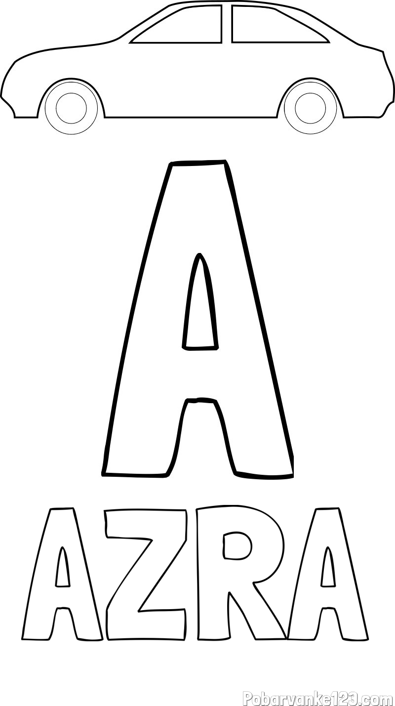 Pobarvanka imena AZRA in pobarvanka črke A