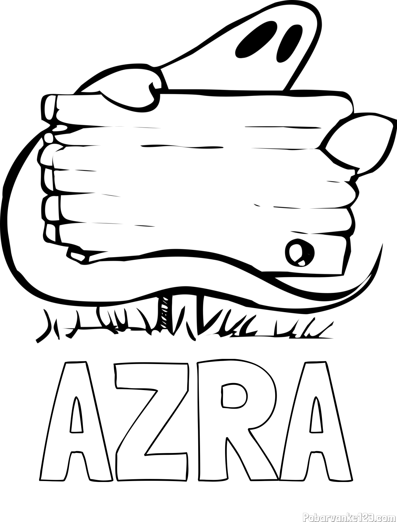 Pobarvanka imena AZRA in pobarvanka duhca in table