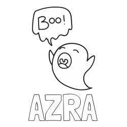 Online izdelana pobarvanka - Pobarvanka imena AZRA in pobarvanka duhca z napisom Boo!