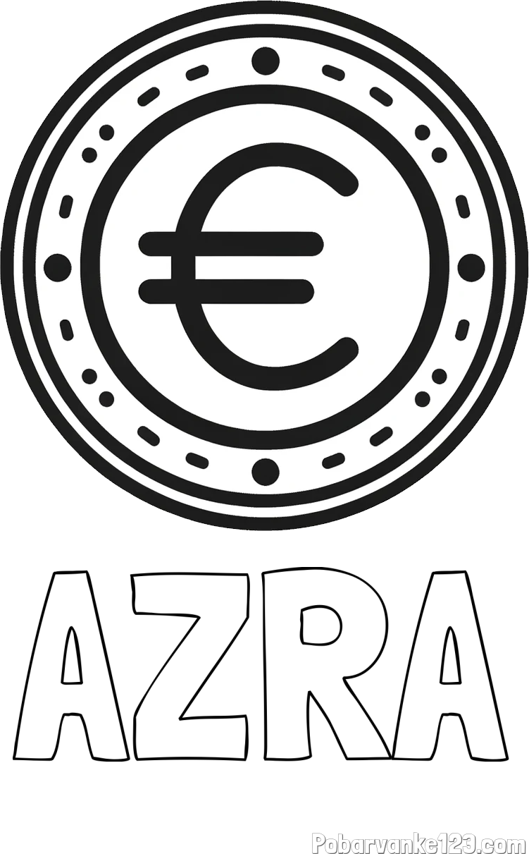 Pobarvanka imena AZRA in pobarvanka evrskega kovanca