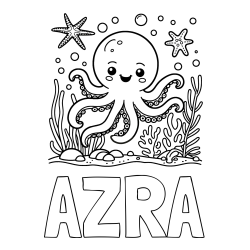 Pobarvanka imena AZRA in pobarvanka hobotnice