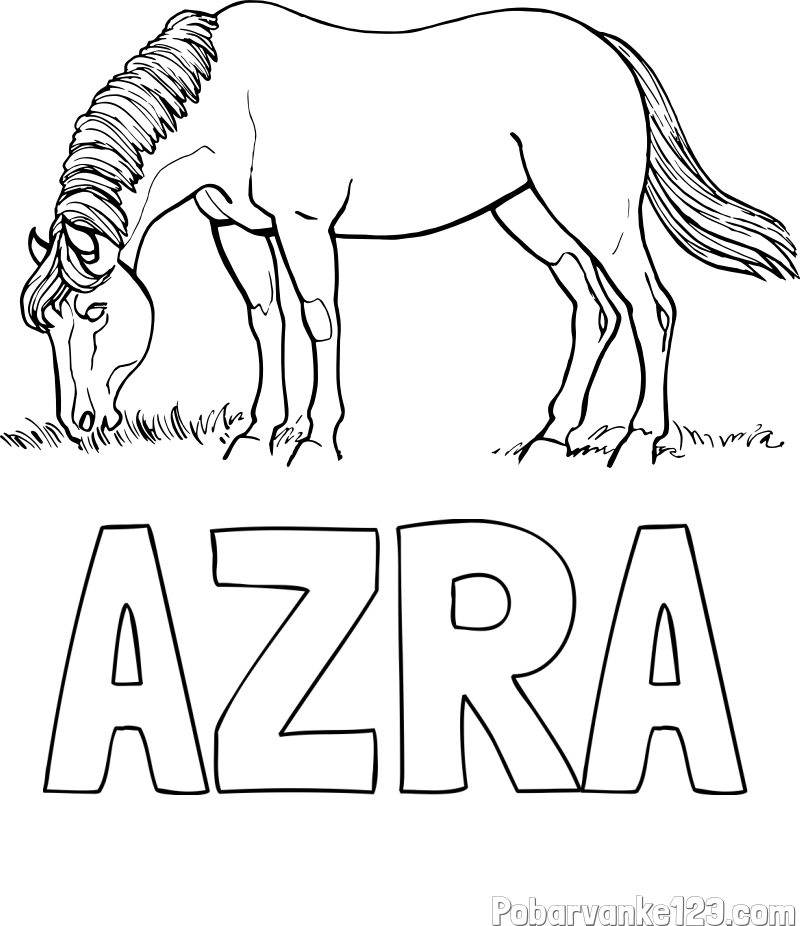 Pobarvanka imena AZRA in pobarvanka konja med pašo