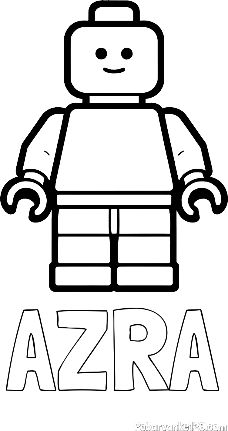 Pobarvanka imena AZRA in pobarvanka LEGO figurice fanta