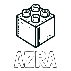 Pobarvanka imena AZRA in pobarvanka LEGO kocke