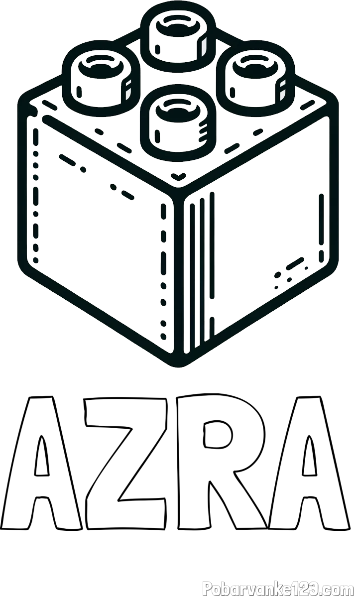 Pobarvanka imena AZRA in pobarvanka LEGO kocke